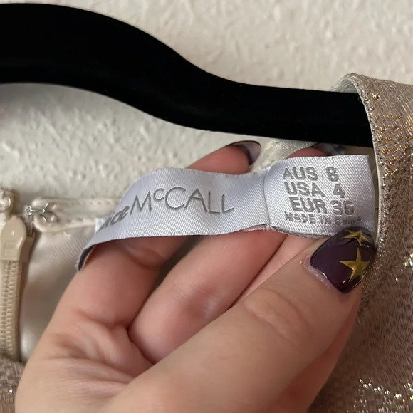 NWT Alice McCall 2 Cities Metallic Gold Ruffled Mini Dress Size 4 - Picture 3 of 7